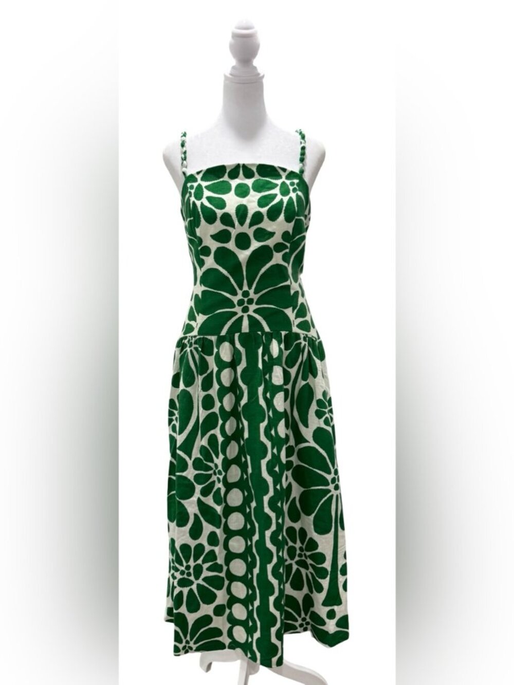 Caroline Constas Green and Cream Floral Midi Dress - Picture 7 of 14